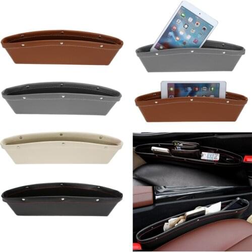 1Pcs Car Organizer PU Leather Catch Catcher Box Car Seat Slit Gap Pocket Storage Glove Box Slot Box Leather Storage 4Color