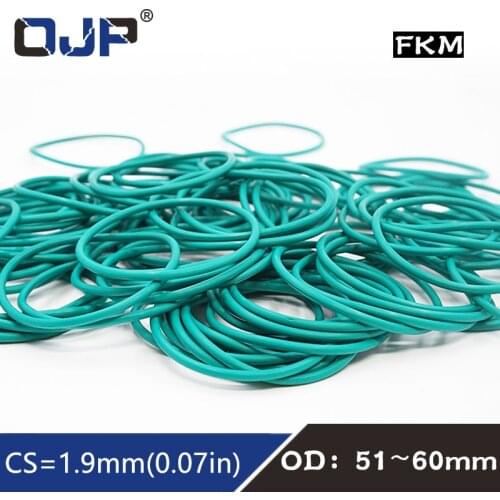 1PC Rubber Ring Green FKM O ring Seal 1.9mm Thickness OD51/52/53/54/55/56/57/58/59/60mm Rubber ORing Seal Oil Fuel fkm Gasket