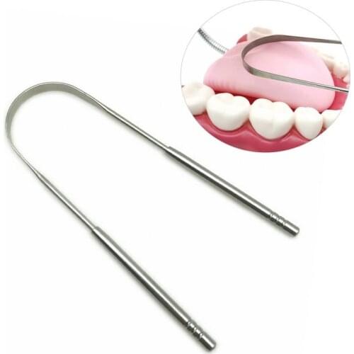 1pc Dental Oral Hygiene Care Stainless Steel Tongue Scraper Cleaner Fresh Breath Cleaning Coated Tongue Toothbrush