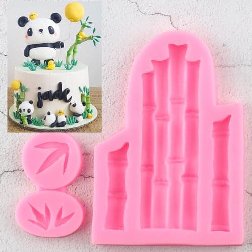2Pcs Bamboo Leaf Cake Border Silicone Molds DIY Cupcake Topper Fondant Mold Cake Decorating Tools Candy Chocolate Gumpaste Mould