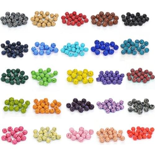 50pcs 10MM Beads Crystal Disco Ball Beads Spacer Beads bracelet Crystal Clay Beads 33 Color