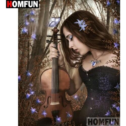 HOMFUN 5D Diamond Painting Full Drill Diamond Embroidery "Violin beauty" Picture Of Rhinestone Handmade Home Decor A26150