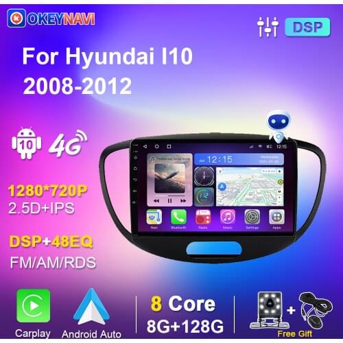 Car Radio Stereo for Hyundai I10 2007-2013 Multimedia Video Player 2din Radio Android Auto Carplay Navigation GPS WIFI Bluetooth
