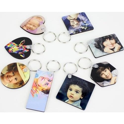 Free Shipping 30pcs/lots Blank Sublimation MDF Key Rings Tags Keychain DIY Gift Printing Sublimation Ink Transfer Two Sides