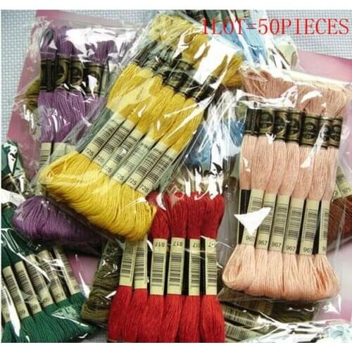 Free Shipping Worldfamous Floss Skein Embroidery Thread 50PCS Similar DMC Cross Stitch Thread