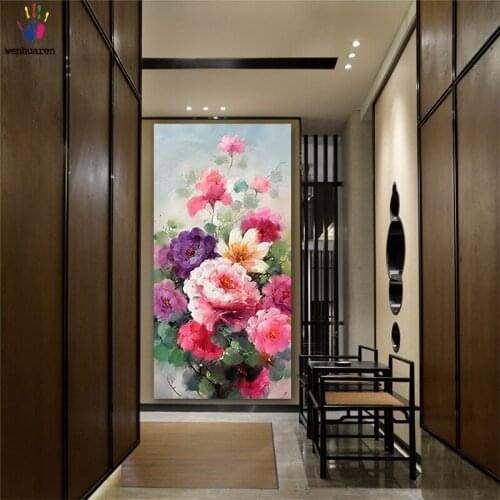 DIY colorings pictures by numbers with colors Flowers of different colors picture drawing painting by numbers framed Home