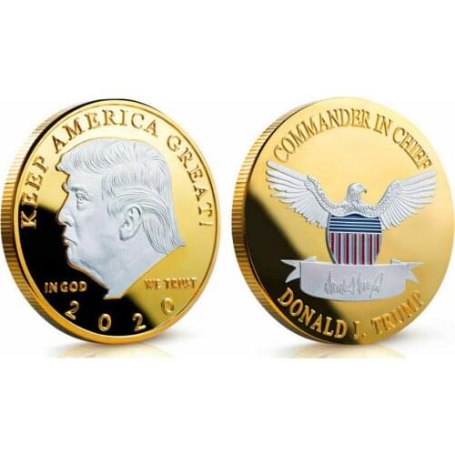 1PCS Donald J Trump Of US 2020 President Donald Trump Silver Gold Plated EAGLE Commemorative Coin