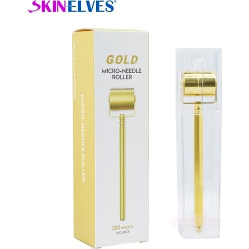 DRS 250 Derma Roller Microneedle Titanium Gold Micro Needles Rollor Kit for Face Skin Care Hair Growth