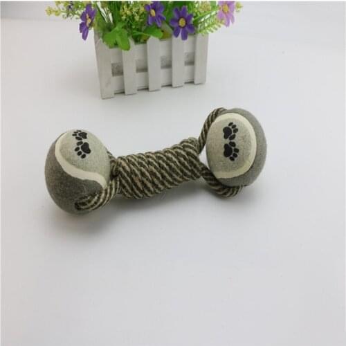 Cotton rope dumbbell pet toy pet dog molar bite resistant tennis cotton and linen making dog toy，Q123