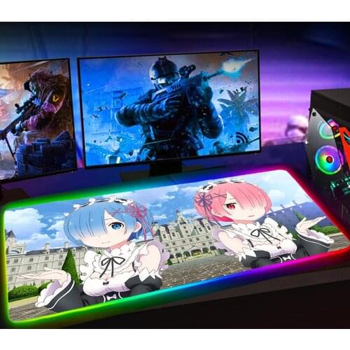 LED RGB Re Zero Kara Gaming Mouse Pad M Mousepad 25x35cm Mause Pad Rubber No-slip Mouse Mat with Backlit Tapis De Souris 90X30