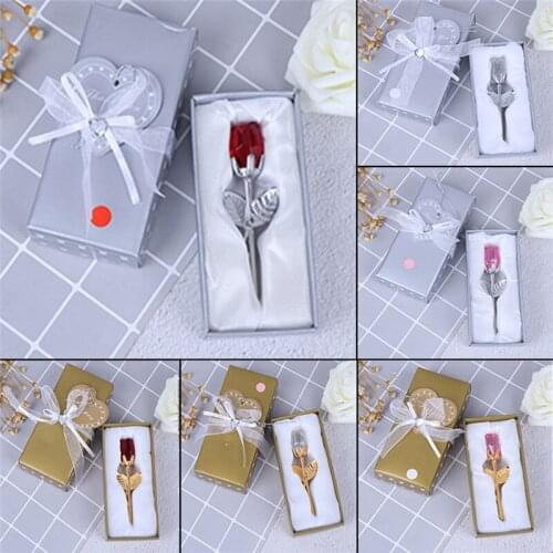 Artificial Crystal Rose With Metal Rod Flower Branch Decoration Pendant Gift