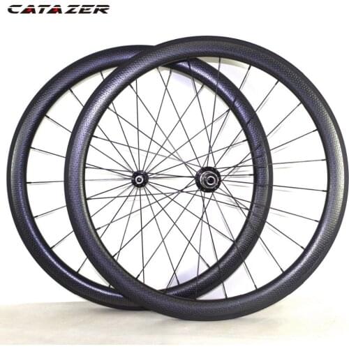 Catazer 700C Road Bicycle Wheelset Dimple 45x25mm Clincher Tubular Tubeless Wheels Basalt Brake Surface 404 Dimple Carbon Wheel