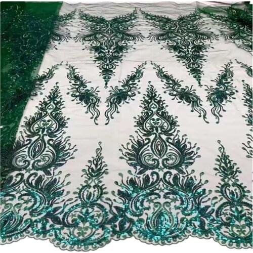 SJ Lace French Net Lace Fabric African Lace Fabric 2021 High Quality Nigerian Lace Fabric Sequins For Party Dress qx4-92