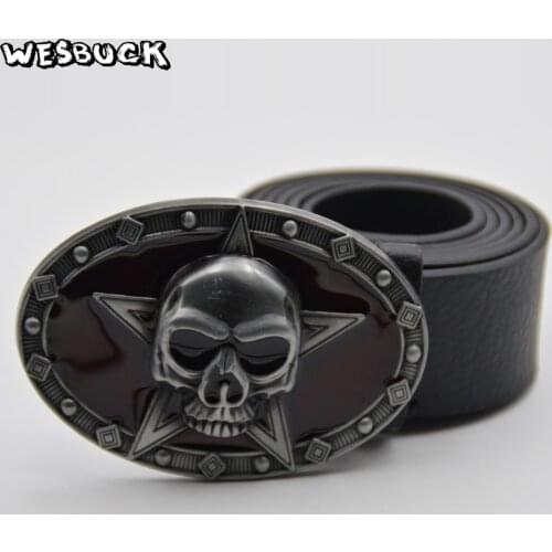 5 PCS MOQ WesBuck Brand Oval Pentagram Belt Buckle Fashion Men Metal Belt Head