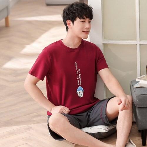 Men new Korean cotton summer pajamas fresh comfortable short sleeve shorts thin casual men pajama sets pajama set men pajamas