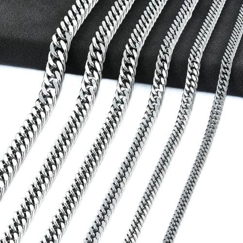 Mens Stainless Steel Curb Cuban Necklace Chain High Quality Link Chain Necklace Punk Heavy Jewelry Gift