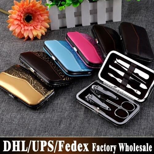 DHL Fedex 200pcs/lot 7 in 1 Portable Stainless Steel Nail Art Manicure Set Travel Mini Nail Cutter Unha Encravada Maquiagem