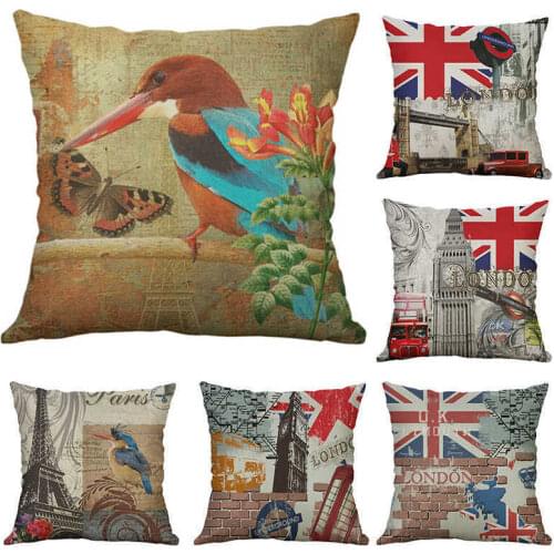 Cotton Linen Pillow Cases Cushion Cover Home Decor Knit Printed tower horologe