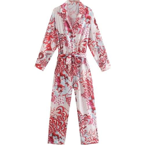 JC·KILIG 2021 New Lapel Print Jumpsuit R8298