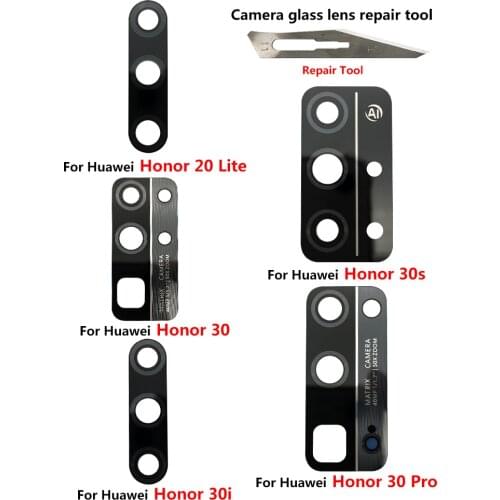 2PCS New For Huawei Honor 9X V20 V30 20i 20 10 10i 20i 20S 30S 30 Pro Lite Glass Back Camera Lens with Tape Replacement Parts