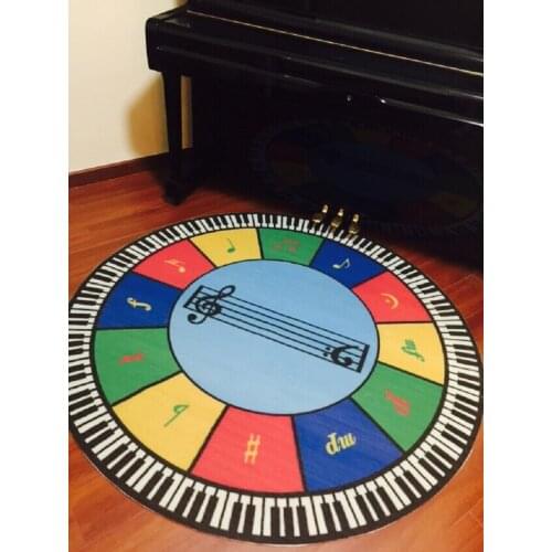 Custom office yarn blanket piano design piano music notes chair mats for carpeted floors music classroom home deco round carpets