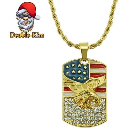 The Eagle Zircon Pendant Necklace Men Hiphop Rock Street Culture Zinc Alloy Inlaid Zircon Chain Necklace Fashion Man Jewelry