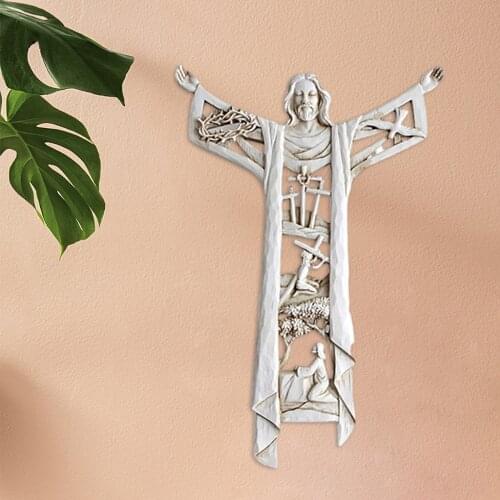 Risen Christ Wall Cross Home Cabinet Figurines Decoration Accessories Wall Hanging Sculpture Decorations Living Room Home Decor