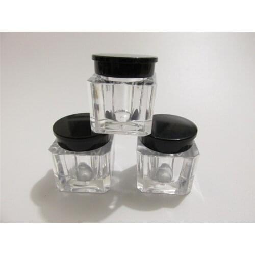 50Pcs/lot Square Crystal Acrylic Cosmetic Cream Jars Small Sample Box For Test Nail Flash Powder Bottles And Makeup Beauty Jar