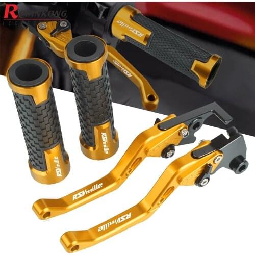 Motorcycle Adjustable New Short Brake Clutch Lever+Hand Grips For Aprilia RSV MILLE 2000 2001 2002 2003 2004 2005 2006 2007 2008
