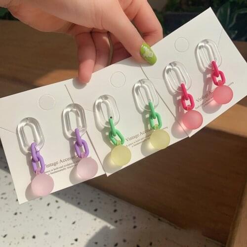 Lifefontier Korean Candy Color Acrylic Ball Drop Earrings for Women Transparent Long Dangle Earrings Summer Jewelry Gift 2021