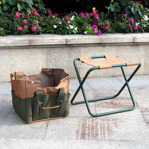 Garden Chair Seat Folding Stainless Steel Garden Stool with Tool Bag Gardening Gifts Supply