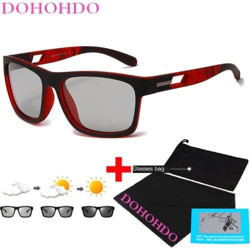 DOHOHDO New Photochromic Sunglasses With Polarized Lens Men Driving Goggle Square Vintage Fishing Glasses Man Car Driver Eyewear