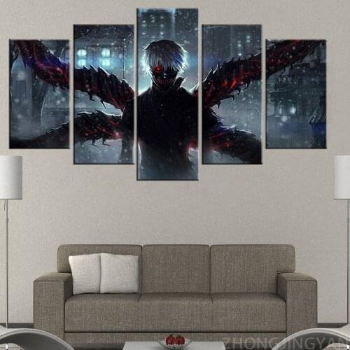 Modern Home Decor Poster 5 Piece Anime Poster Tokyo Ghoul HD Wall Art Canvas Painting Picture Print Picture Family Living Decor
