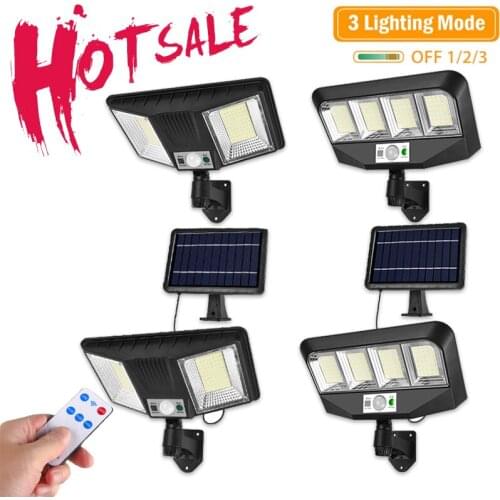 3Modes LED Solar Lights Outdoor Motion Sensor Waterproof Remote Control Wall Lamp Garden Decoration