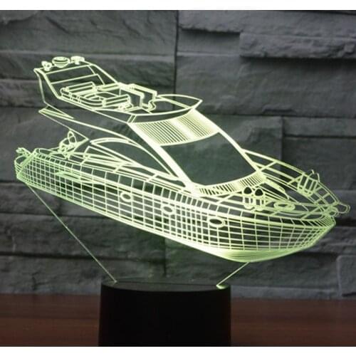 3D LED Night Light Ship Yacht with 7 Colors Light for Home Decoration Lamp Amazing Visualization Optical Illusion Awesome