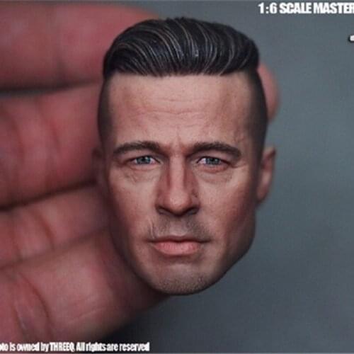 THREEQ MG002 1/6 Scale THE SOLDIER Brad Pitt Head Sculpt Model Sculpture Carving model Fit 12'' 12inch Male Figure Toys Dolls