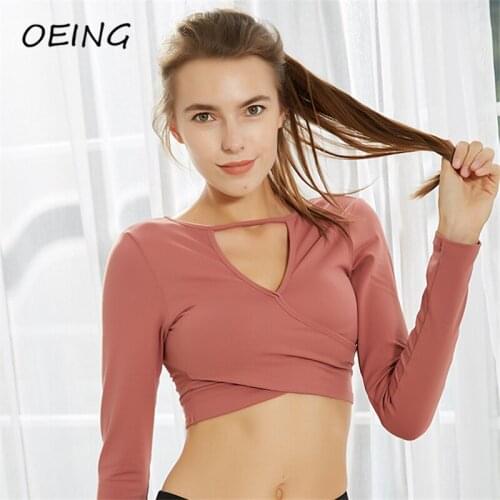 Workout Gym Long Sleeve Crop Tops Yoga Top Professional Clothes for Women Hollow Out Sport Shirts