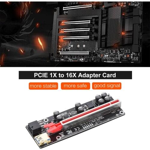 USB3.0 PCI-E Riser Express 1X to 16X Extender pcie Riser Adapter Card SATA 15pin to 6pin Power