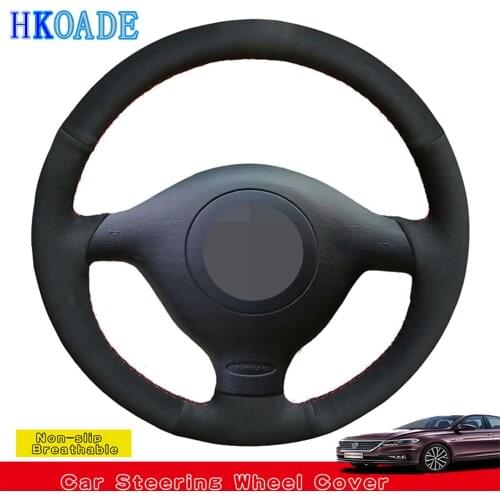 DIY Black Suede Car Accessories Steering Wheel Cover For Skoda Fabia RS 2003 Fabia 1 (6Y) 2004-2005 Seat Leon MK1 (1M) 1998-2005