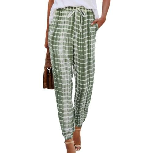 Womens Tie Dye Stretch Long Pants Drawstring Lounge Pants Fashion Pocket Trousers Women Casual Pants Elastic Waistband Trousers