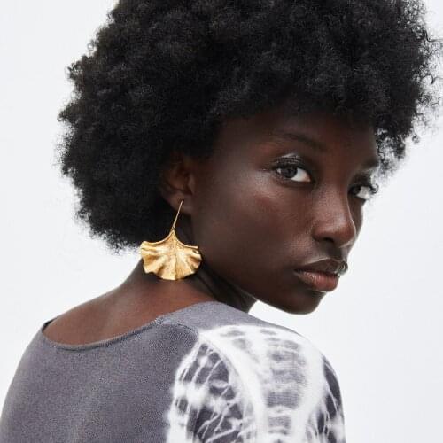 Best Lady Vintage ZA Leaf Earrings for Women Punk Metal Maxi Gold Color Hanging Drop Earrings Accessories Jewelry Party Gifts