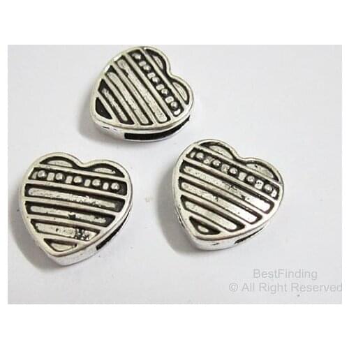 10mm Stripe point flat leather heart slider 10x2mm Flat leather findings -FF15