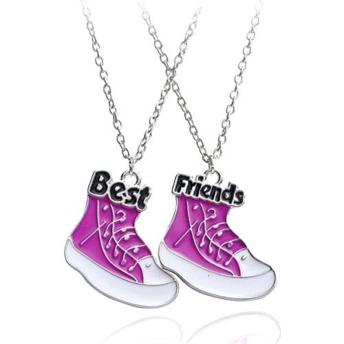 2019 Fashion new Necklace 2 pcs/set Best friend pink sneakers alloy pendant BFF friendship Jewelry gifts for friends Girlfriend
