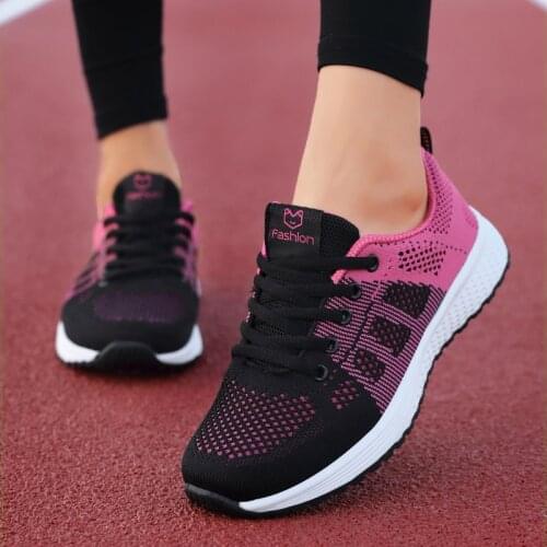 2022 Women Mesh Shoes Flats Fashion Casual Ladies Shoes Lace-Up Breathable Sneakers Zapatillas Mujer Girl Sport Vulcanize