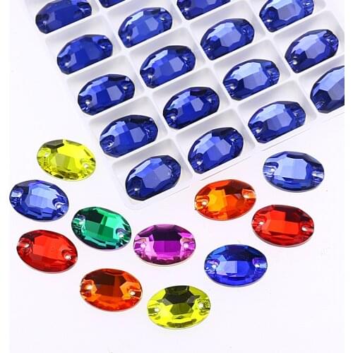 3D Gems Flatback Sew on Rhinestones Oval Glass Beads Sewing Crystal Strass Crystal Stones For DIY Craft Dress Clothes Decoration