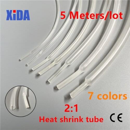 5 Meter/lot 2:1 Transparent Clear 1mm 2mm 3mm 4mm 5mm 6mm 8mm 10mm 12mm Heat Shrink Heatshrink Tubing Tube Sleeving Wrap Wire