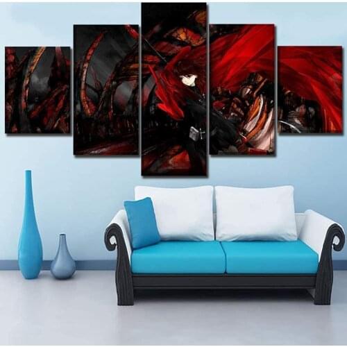 5 Piece Wall Art Canvas Anime Manga Figure Pictures Sickle Girl Posters And Prints Home Decor Living Room Decoration Paintings