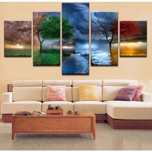 5D Diamond Cross Stitch 5 Pcs Trees Embroidery Sale Painting Home Decoration Canvas Full Square Drill Picture Handmade Wall Art