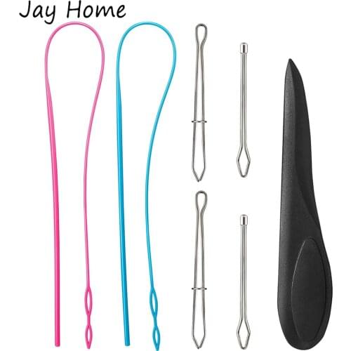 7Pcs Sewing Tool Point Tune Seam Creaser Metal Bodkin Tweezers Flexible Drawstring Threaders for DIY Sewing Knitting Supplies