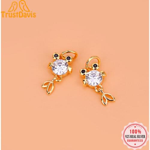 TrustDavis Real 925 Sterling Silver Sweet Fish Charm Pendant For Bracelet Necklace Handmade DIY Accessories Fine Jewelry HY146